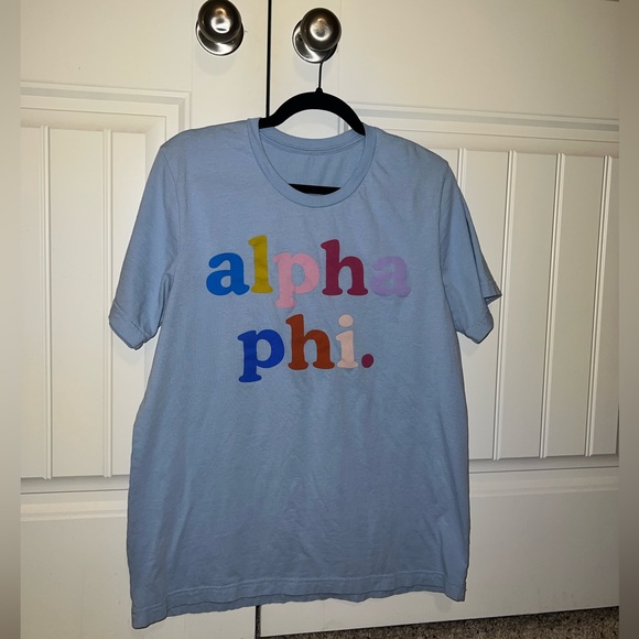 Alpha Phi blue sorority shirt (L)